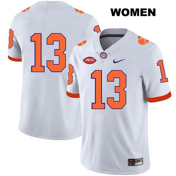 Women's Clemson Tigers #13 Brannon Spector Stitched White Legend Authentic Nike No Name NCAA College Football Jersey OOM2746ZT